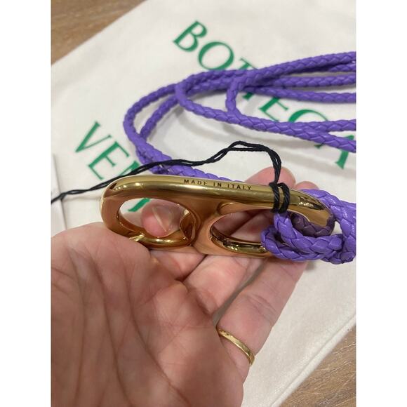 Bottega Veneta Can Opener Braided Lambskin Belt Purple Italy NWT main image 8